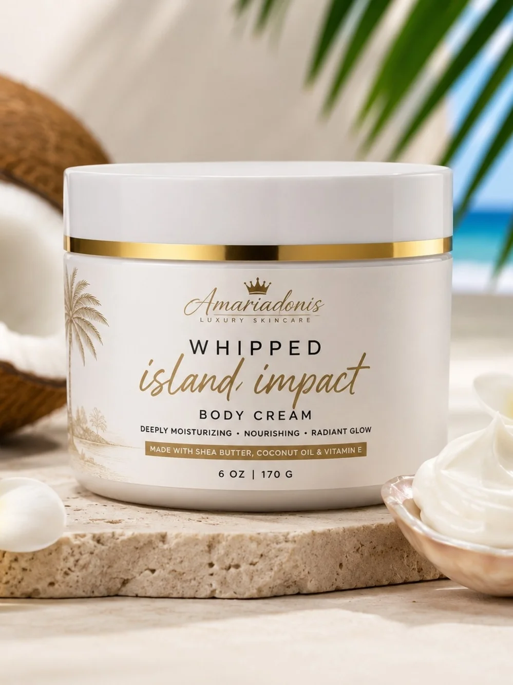 AmariAdonis Whipped Island Impact Body Cream - White & Gold 6oz